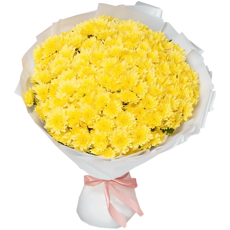 Букет их 35 кустовых желтых хризантем